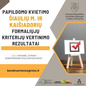 Read more about the article Papildomo kvietimo Šiaulių miesto ir Kaišiadorių rajono savivaldybėse formaliųjų kriterijų vertinimo rezultatai